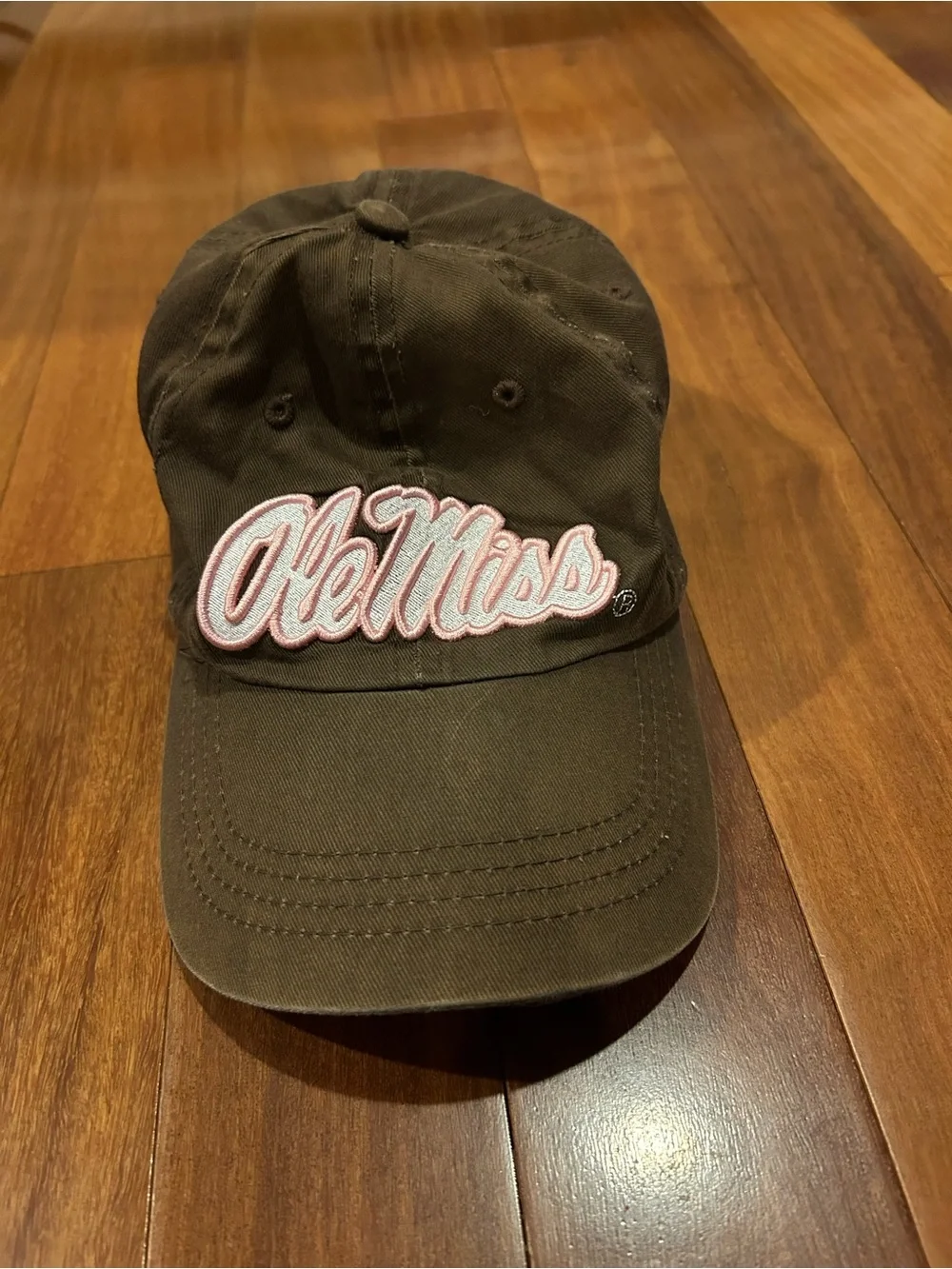 Source Unknown Brown Baseball Cap with Pink & White 'Ole Miss' Script